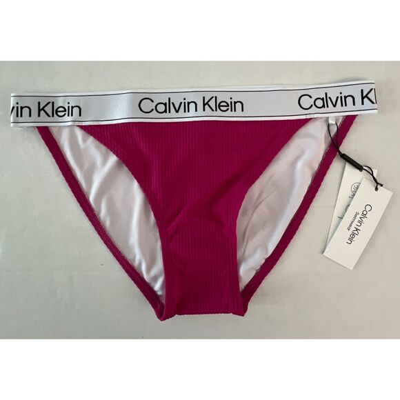 Calvin Klein Swimwear Sz L UPF50+ Magenta Pink Bikini Top & Bottom 2 Pc Set - Picture 3 of 10